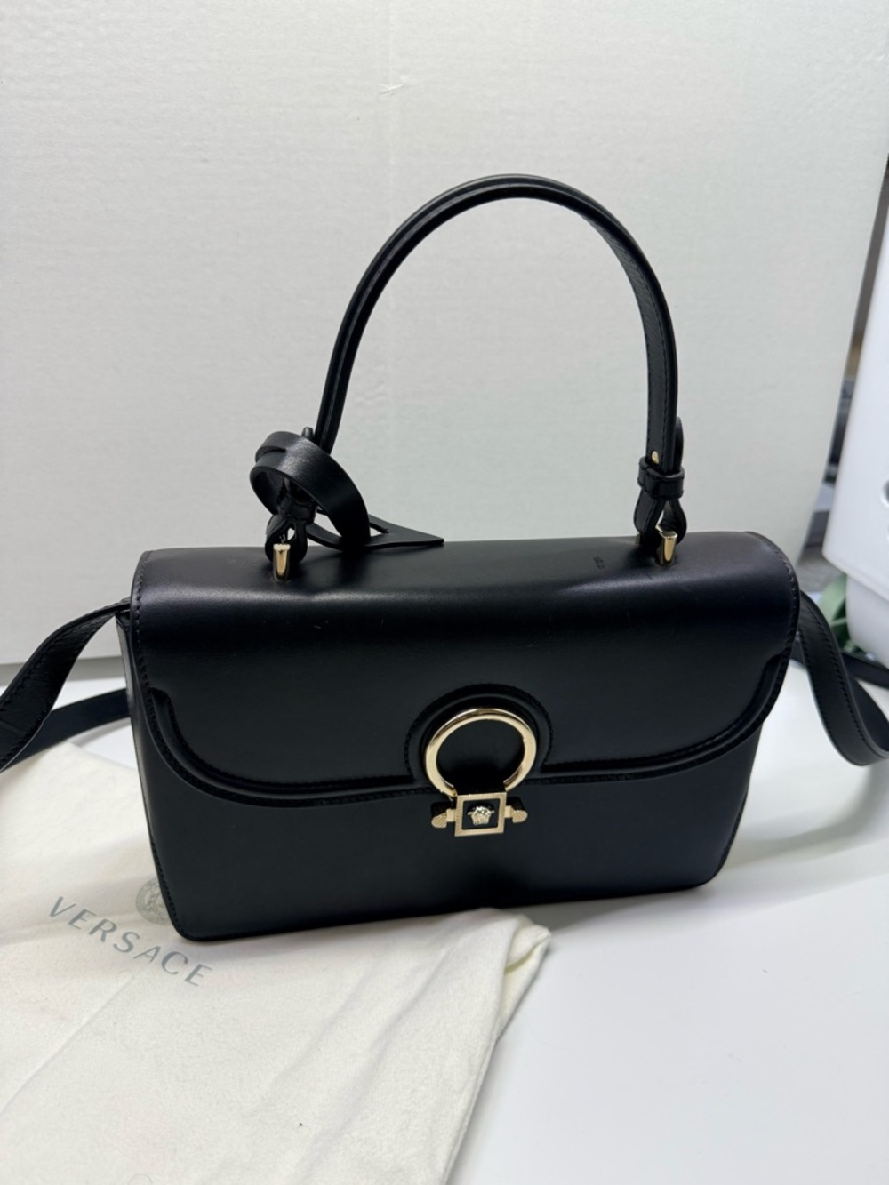 Versace Black DV One Top Handle Bag